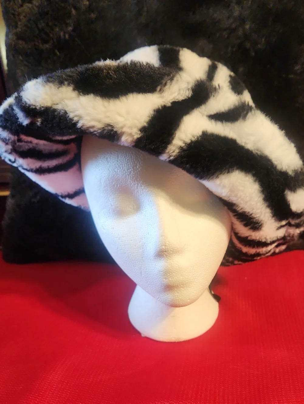 Faux Fur Black and White Zebra Bucket Hat - Women's Accessories